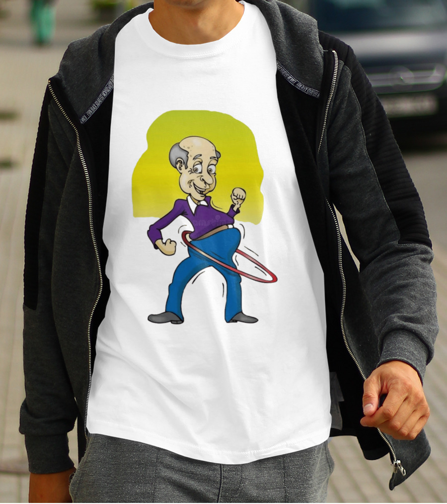 Elderly Man Hula Hooping Joyfully With Fist Pump T-Shirt