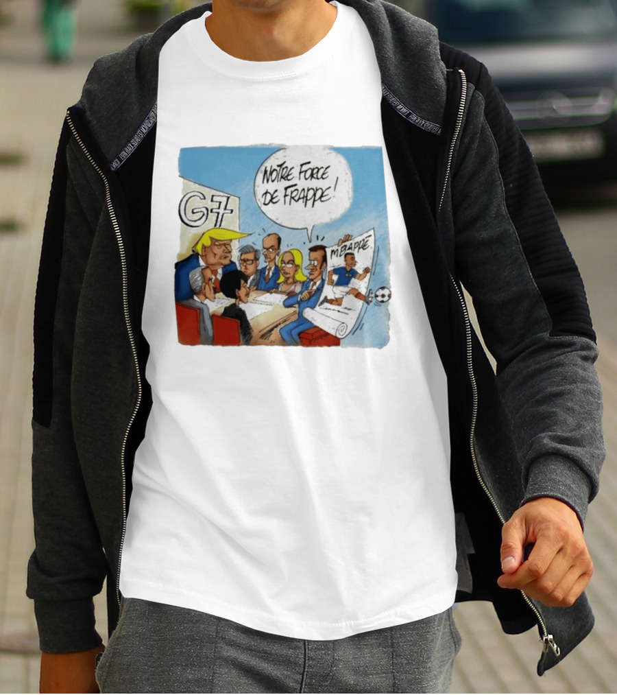 G7 Notre Force De Frappe Mbappe Cartoon Conference Scene T-Shirt