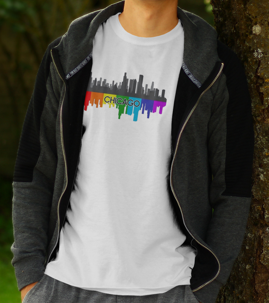 Chicago Skyline Rainbow Pride City T-Shirt