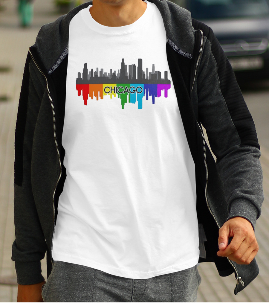 Chicago Skyline Rainbow Pride City T-Shirt