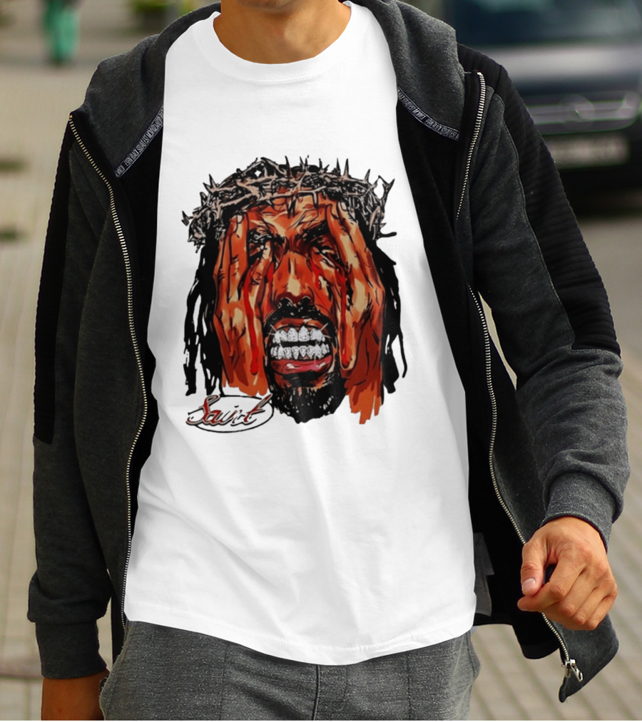 Saint Jesus Crown Of Thorns Diamond Grillz T-Shirt