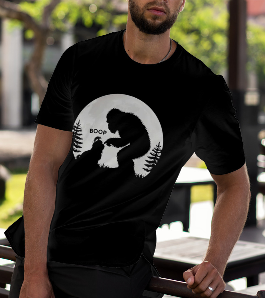 Bigfoot Boop Shih Tzu Moon Silhouette Forest Scene T-Shirt