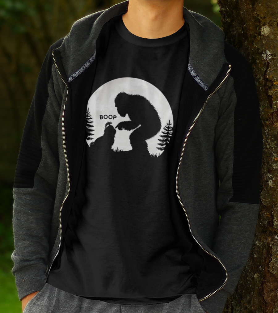 Bigfoot Boop Shih Tzu Moon Silhouette Forest Scene T-Shirt