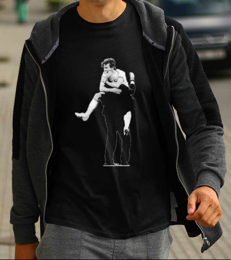 Luka Modric Carlo Ancelotti Embrace Real Madrid Team Spirit Celebration T-Shirt