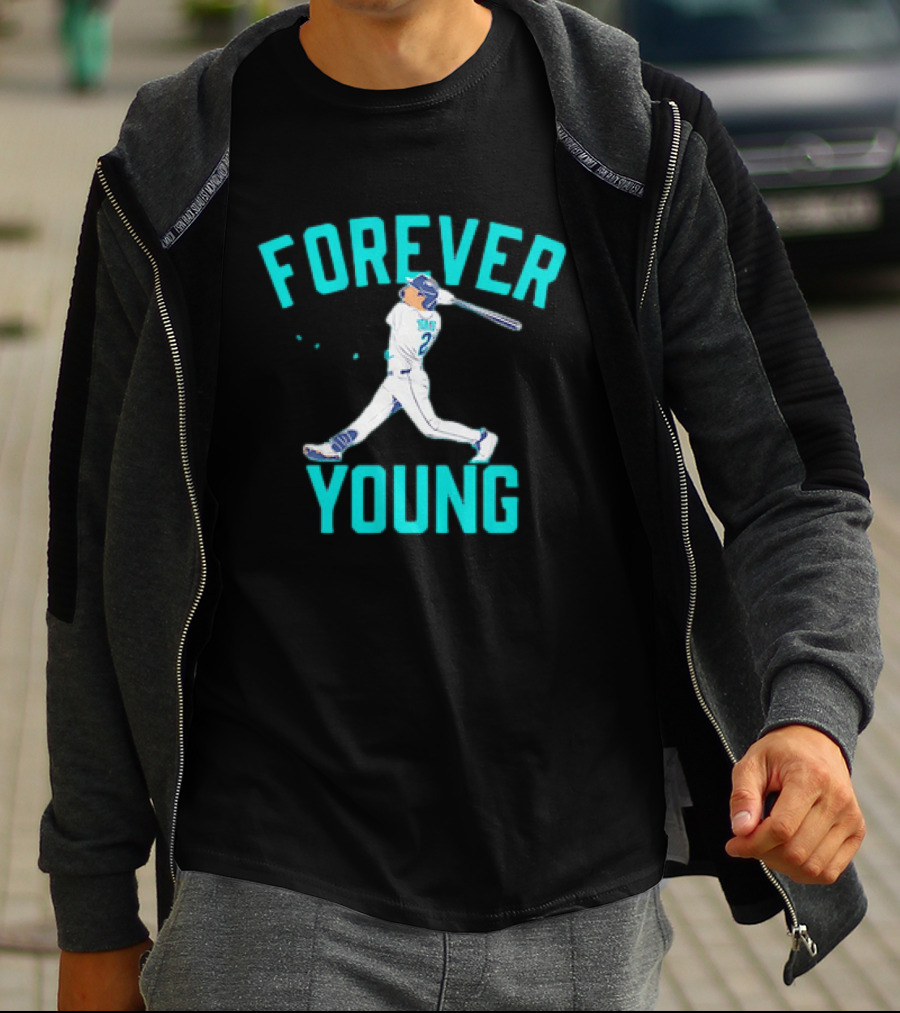 Forever Young Seattle Mariners Cole Young Swinging Baseball T-Shirt
