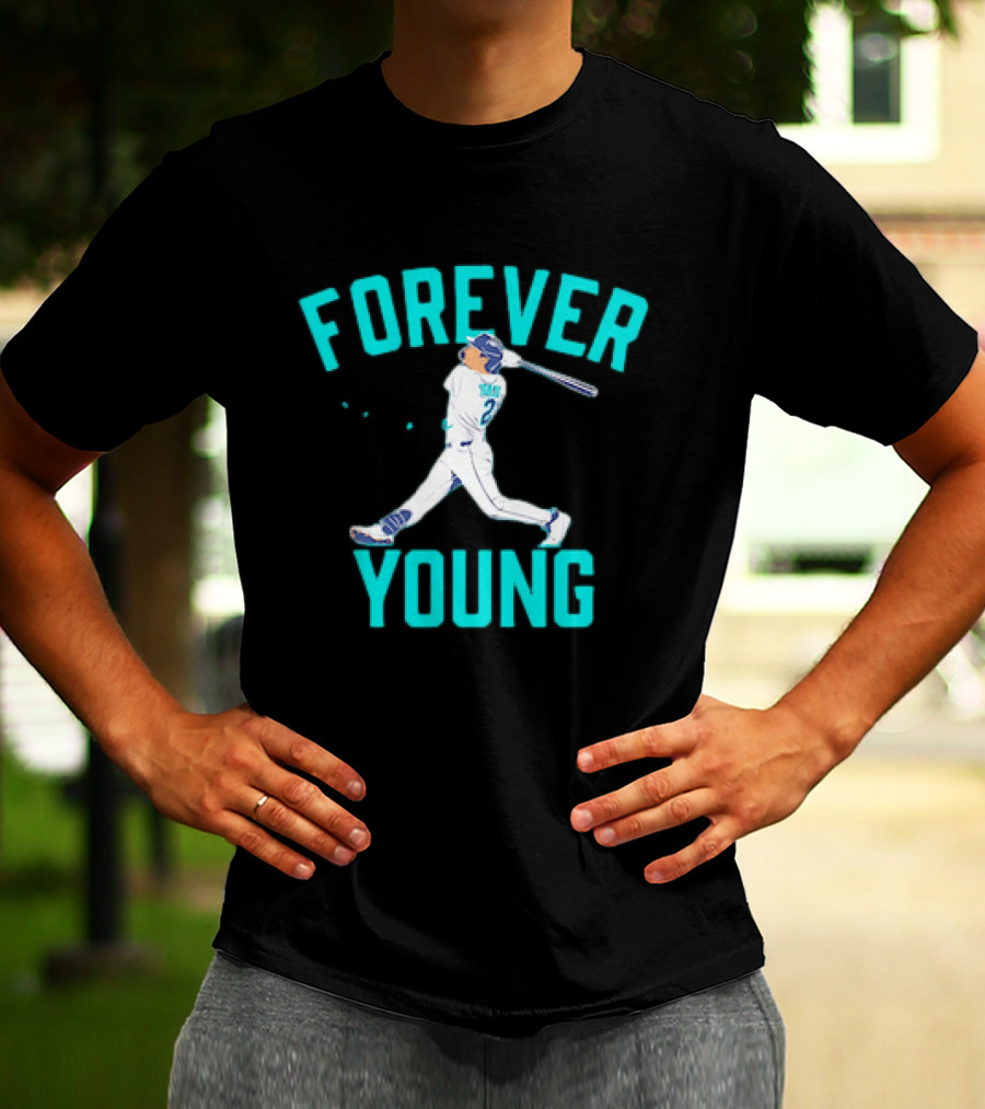 Forever Young Seattle Mariners Cole Young Swinging Baseball T-Shirt