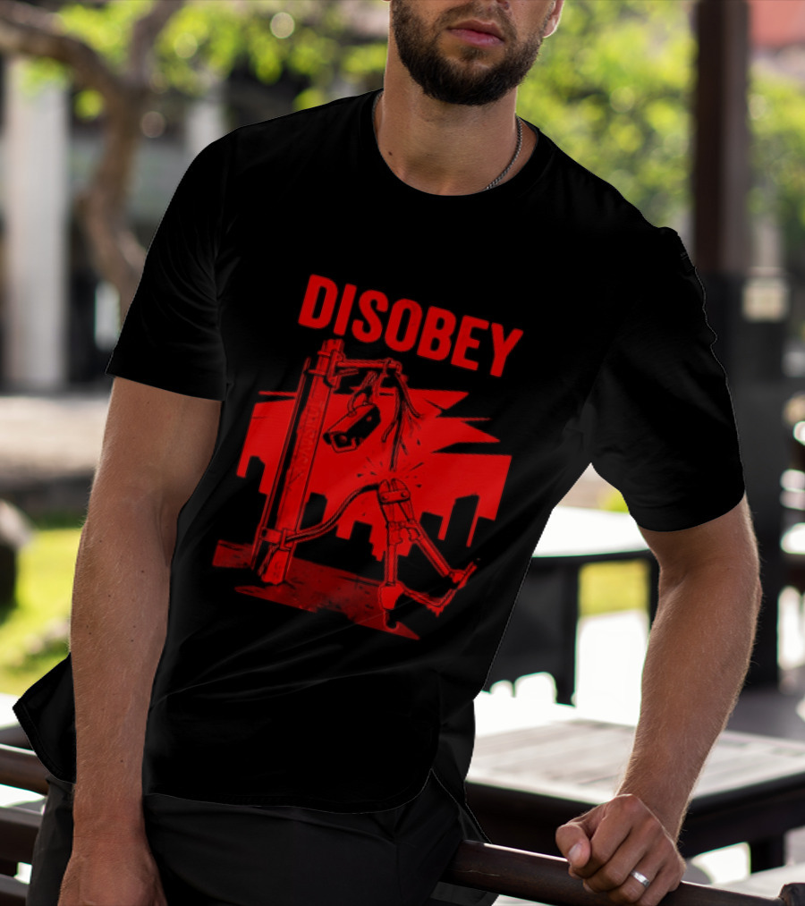 DISOBEY Surveillance Camera Wire Cutting Protest Stencil T-Shirt
