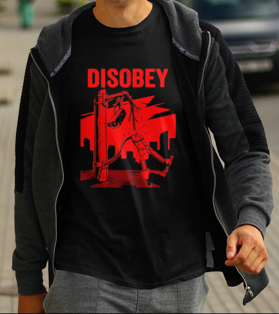 DISOBEY Surveillance Camera Wire Cutting Protest Stencil T-Shirt
