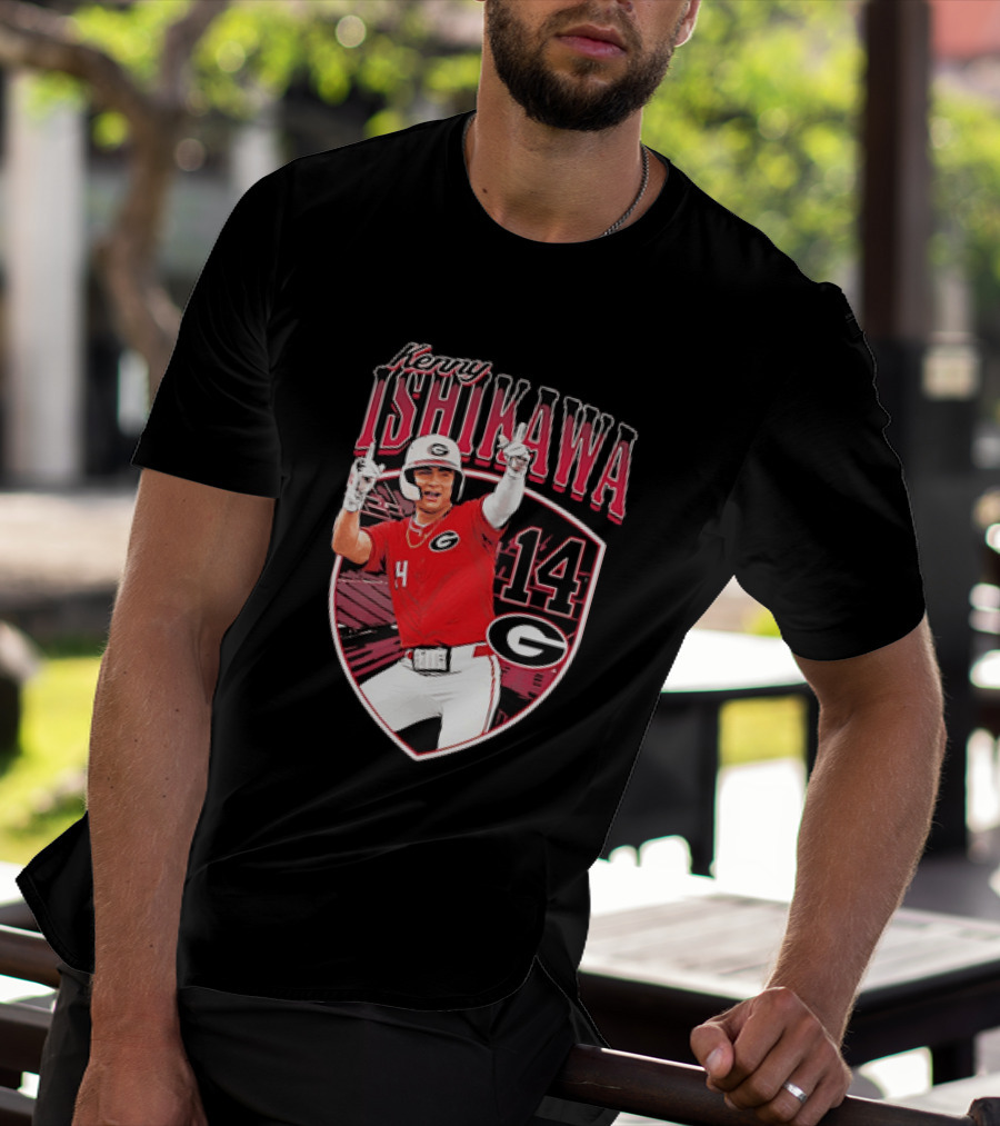 Kenny Ishikawa Georgia Bulldogs 14 Action Pose T-Shirt
