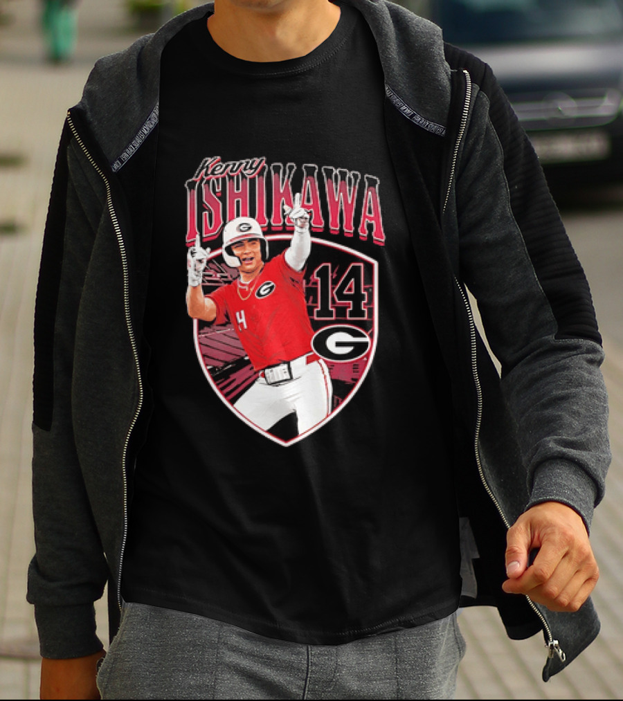 Kenny Ishikawa Georgia Bulldogs 14 Action Pose T-Shirt
