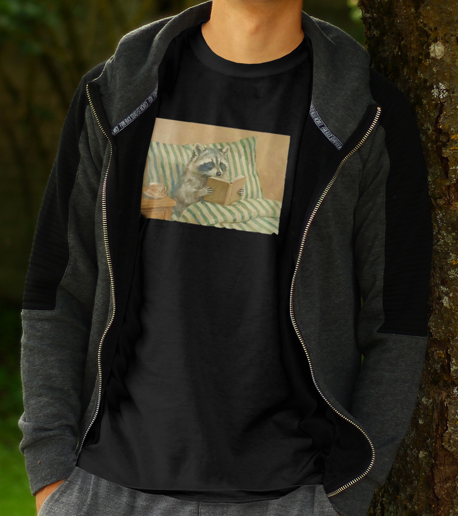 Probably Reading Trash Raccoon Bookworm Cozy T-Shirt