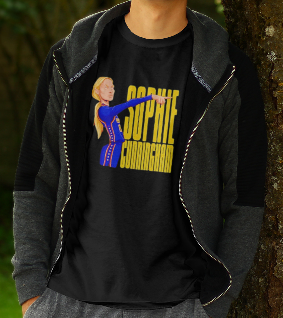 Sophie Cunningham Cartoon Indiana Fever Pointing T-Shirt