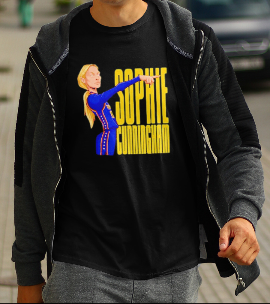 Sophie Cunningham Cartoon Indiana Fever Pointing T-Shirt