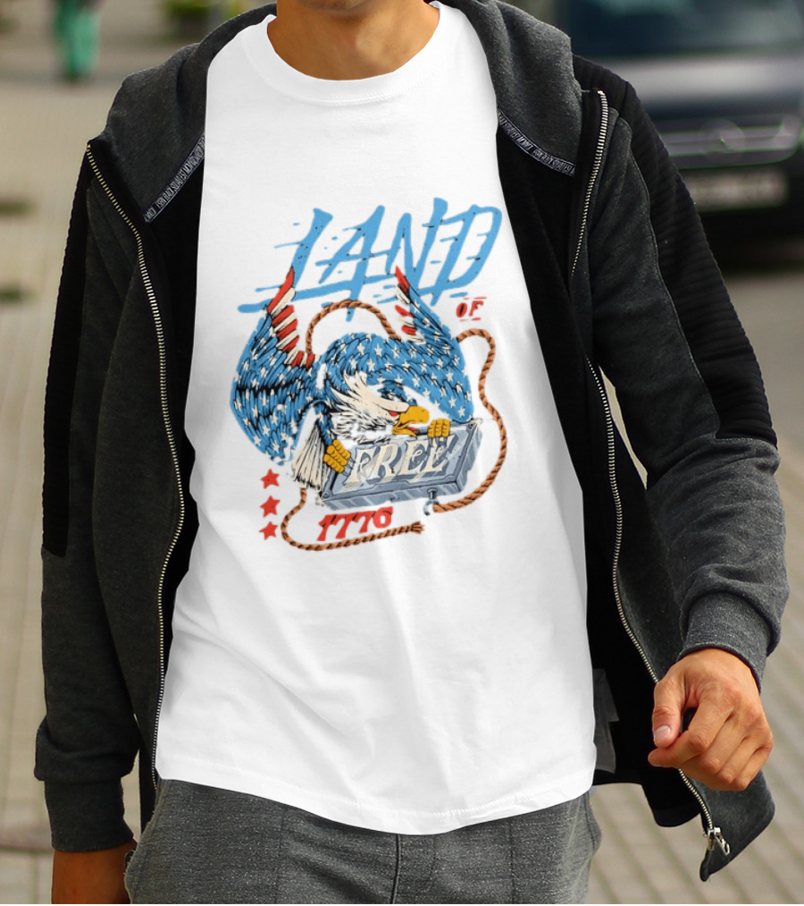 Land Of The Free 1776 Bald Eagle Patriotism T-Shirt