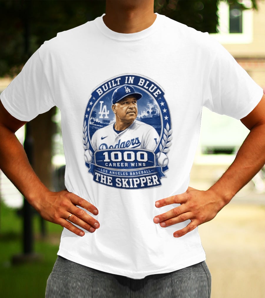 Built In Blue Los Angeles Dodgers Dave Roberts 1000 Career Wins The Skipper T-Shirt