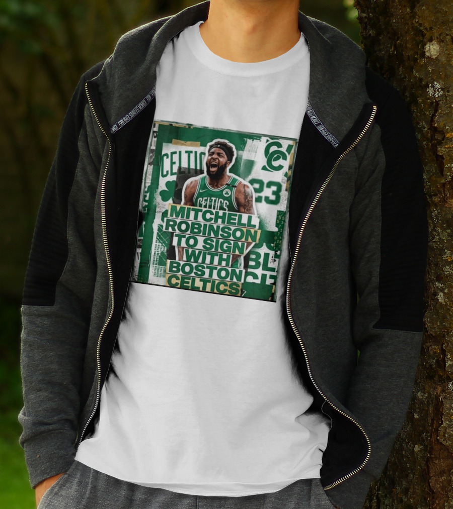 Mitchell Robinson Boston Celtics Signing Announcement Celtics Basketball Sports News T-Shirt