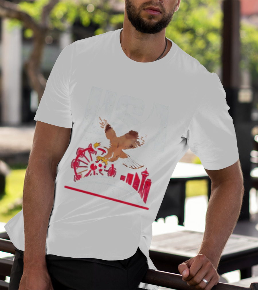 USA 2026 Eagle Space Needle Soccer Seattle Ferris Wheel T-Shirt