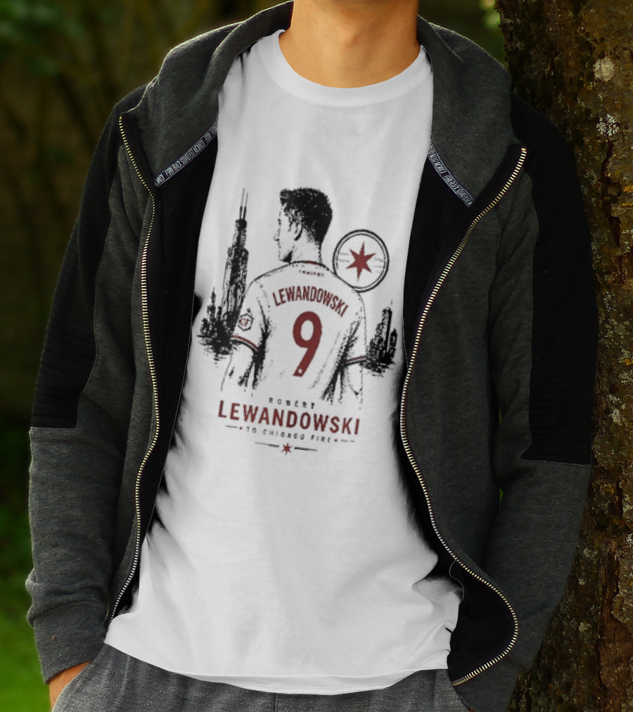Robert Lewandowski Number 9 Chicago Fire Soccer Transfer T-Shirt