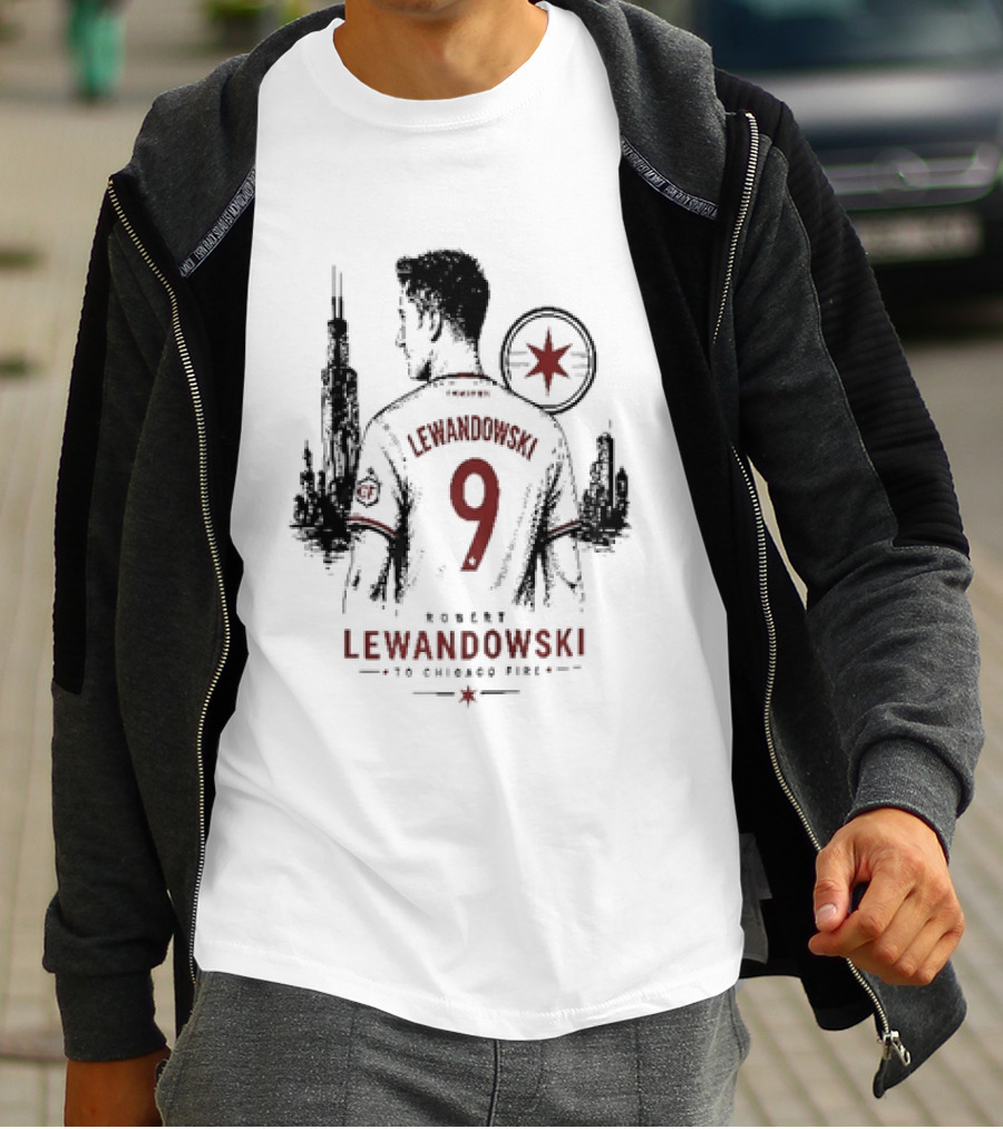Robert Lewandowski Number 9 Chicago Fire Soccer Transfer T-Shirt