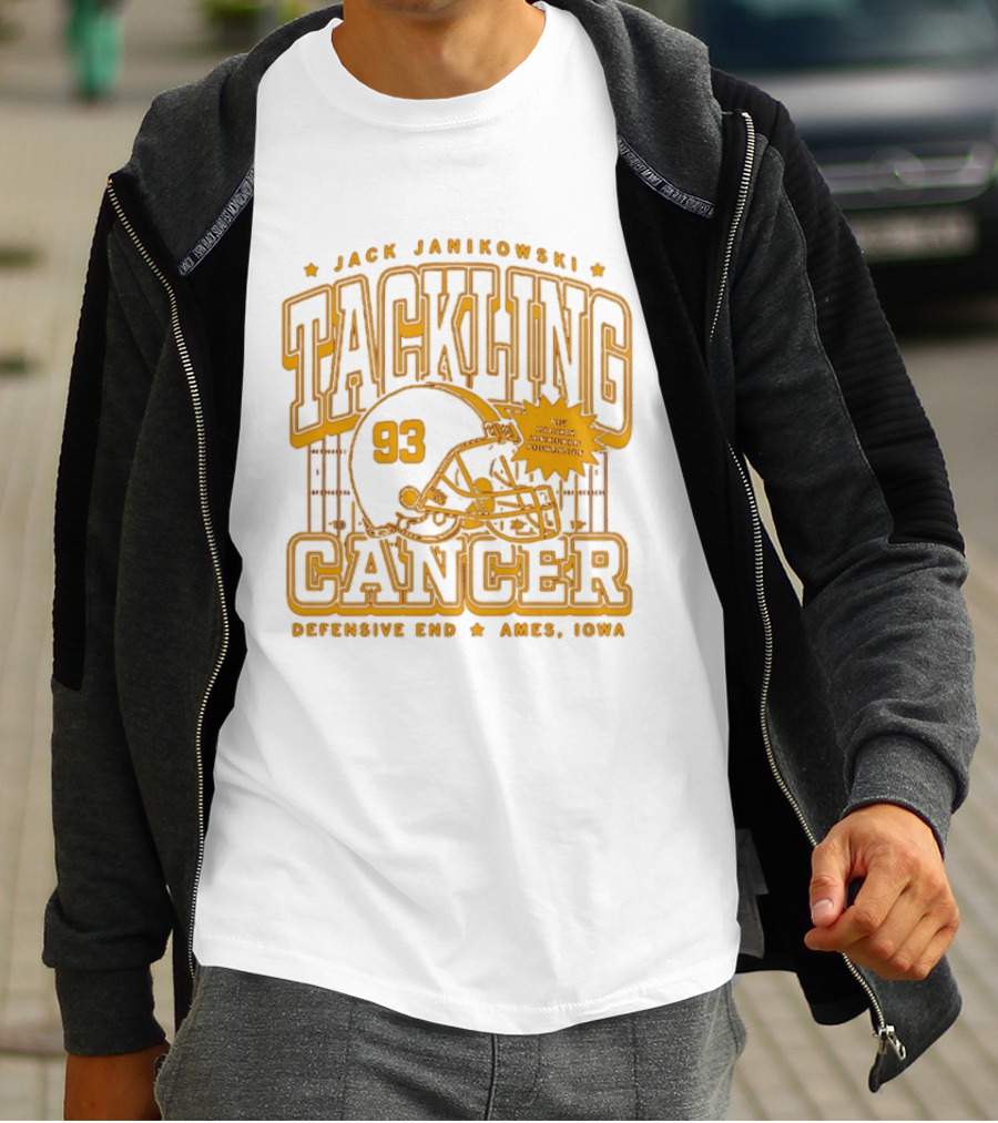 Jack Janikowski Tackling Cancer Defensive End 93 Ames Iowa Schmidt Foundation T-Shirt