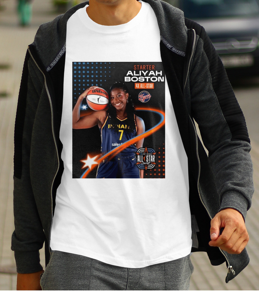 Starter Aliyah Boston 4x All Star Ind State Fever AT&T WNBA All Star 2026 Chicago T-Shirt