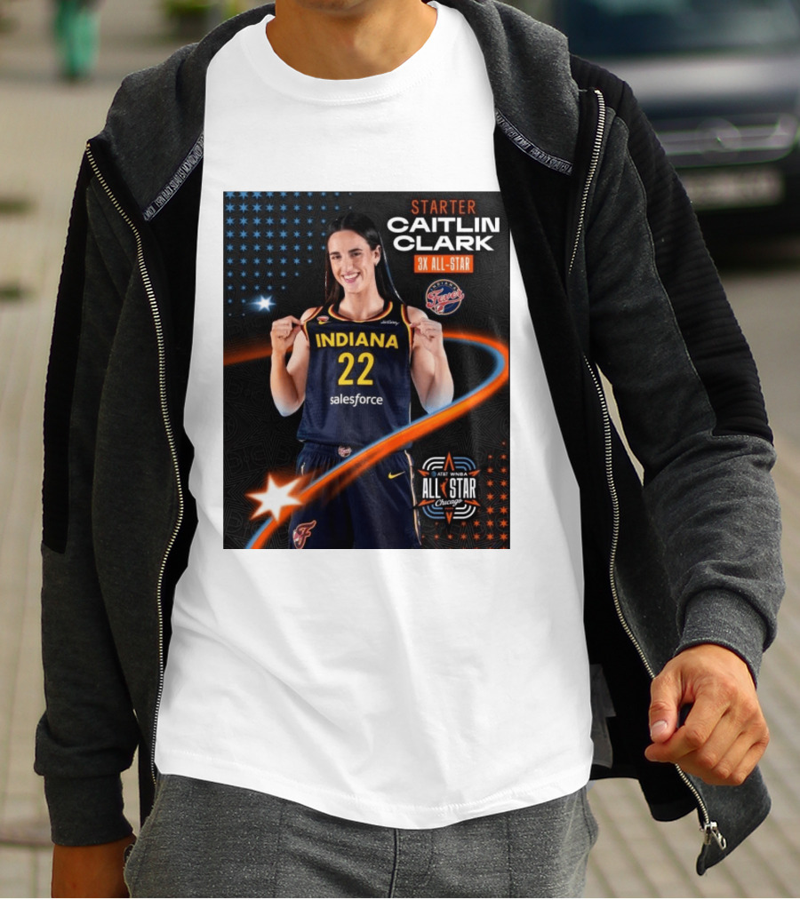 Starter Caitlin Clark Indiana 3X All Star Fever AT&T WNBA All Star Chicago T-Shirt