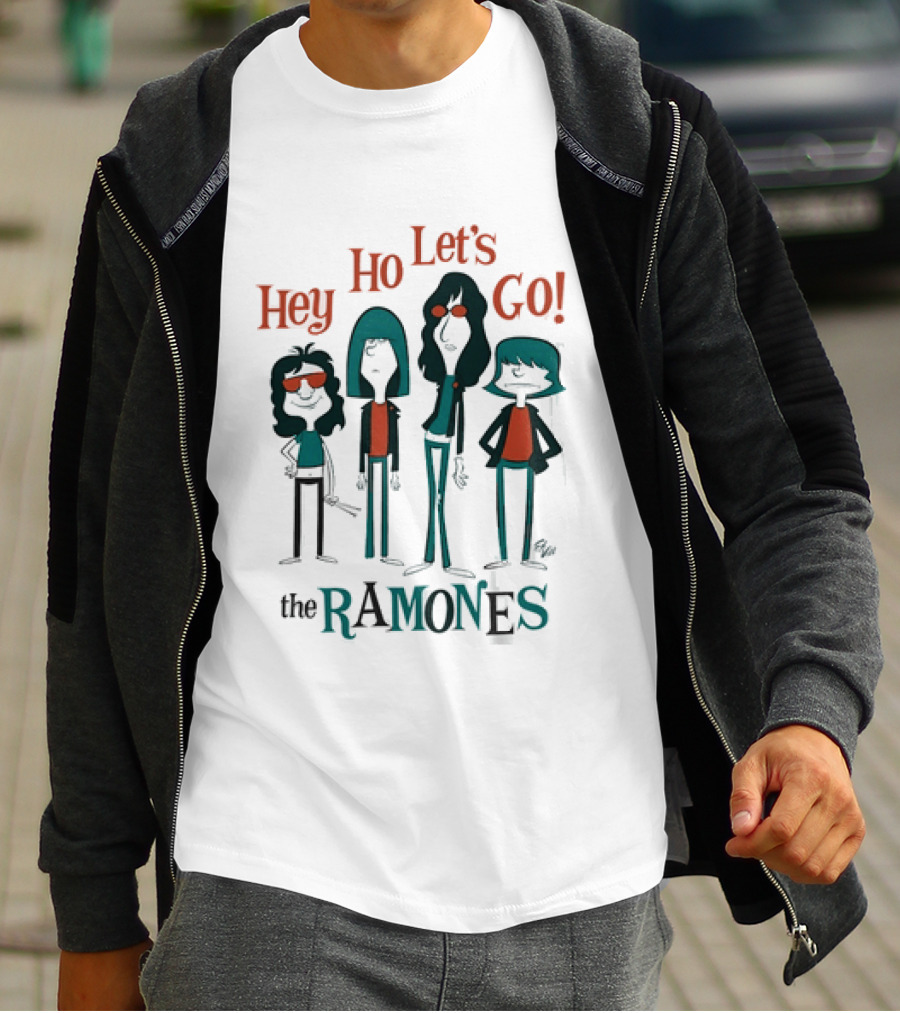 The Ramones Hey Ho Let's Go Cartoon Band Members T-Shirt