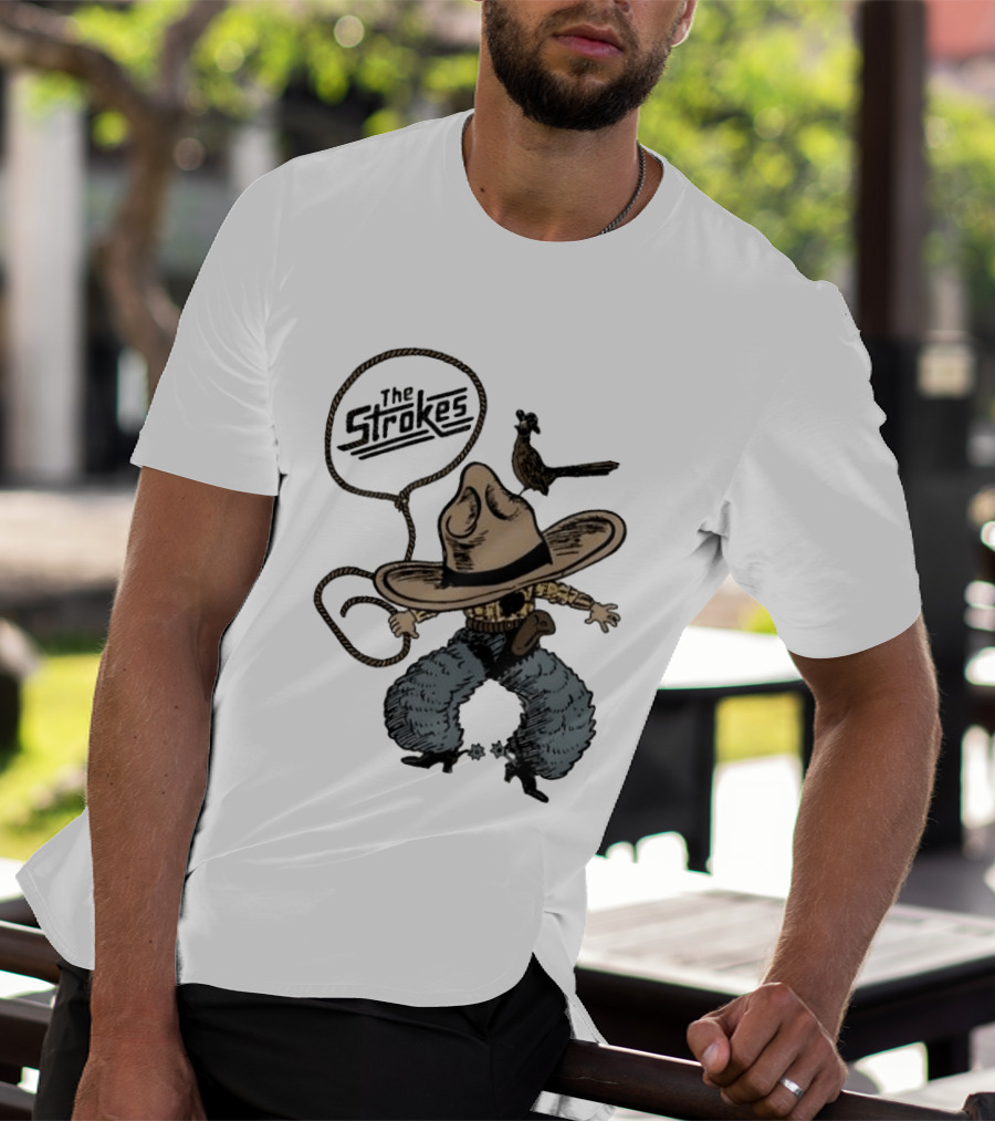 The Strokes Cowboy Roadrunner Western Lasso Band Music T-Shirt