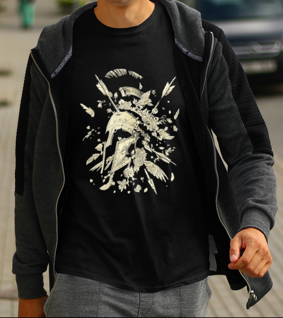 Ancient Greece Helmet With Arrows And Laurel Fragments T-Shirt