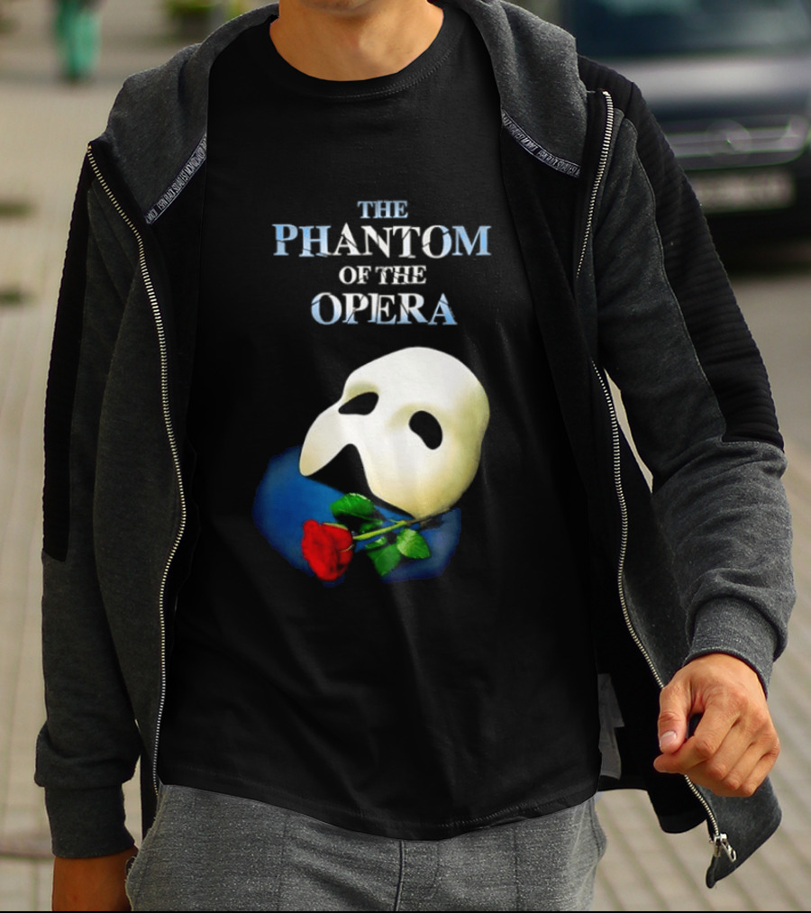 The Phantom Of The Opera Mask With Red Rose T-Shirt