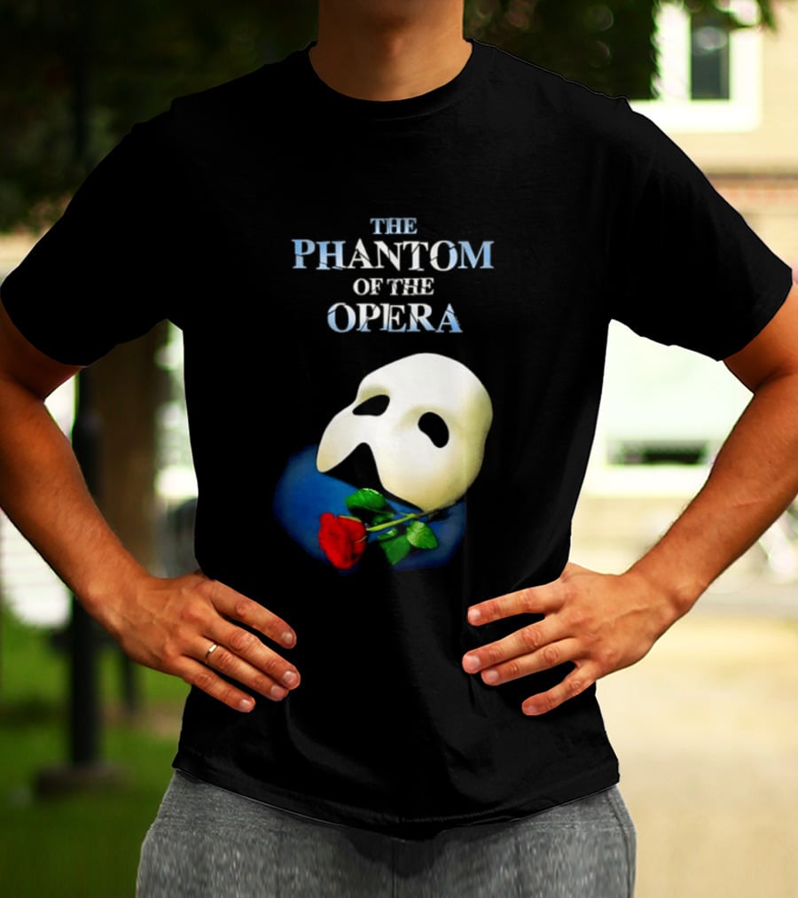 The Phantom Of The Opera Mask With Red Rose T-Shirt