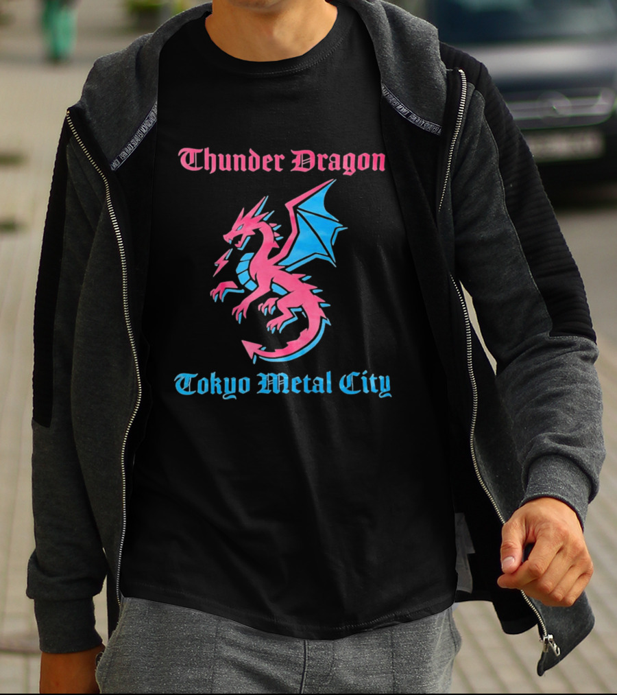 Thunder Dragon Tokyo Metal City Fantasy Dragon Winged Creature T-Shirt