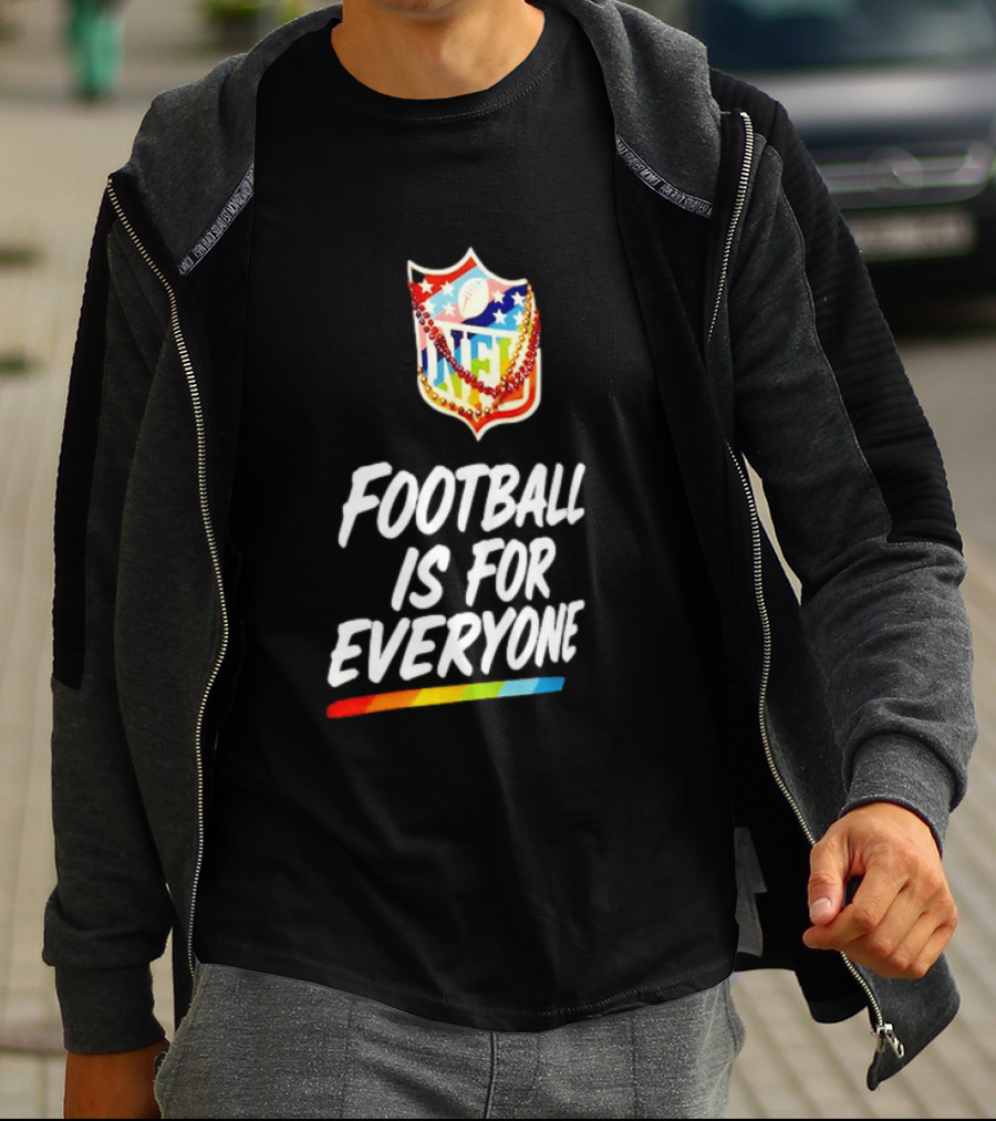 NFL Pride Rainbow Football Is For Everyone Inclusivity Message T-Shirt