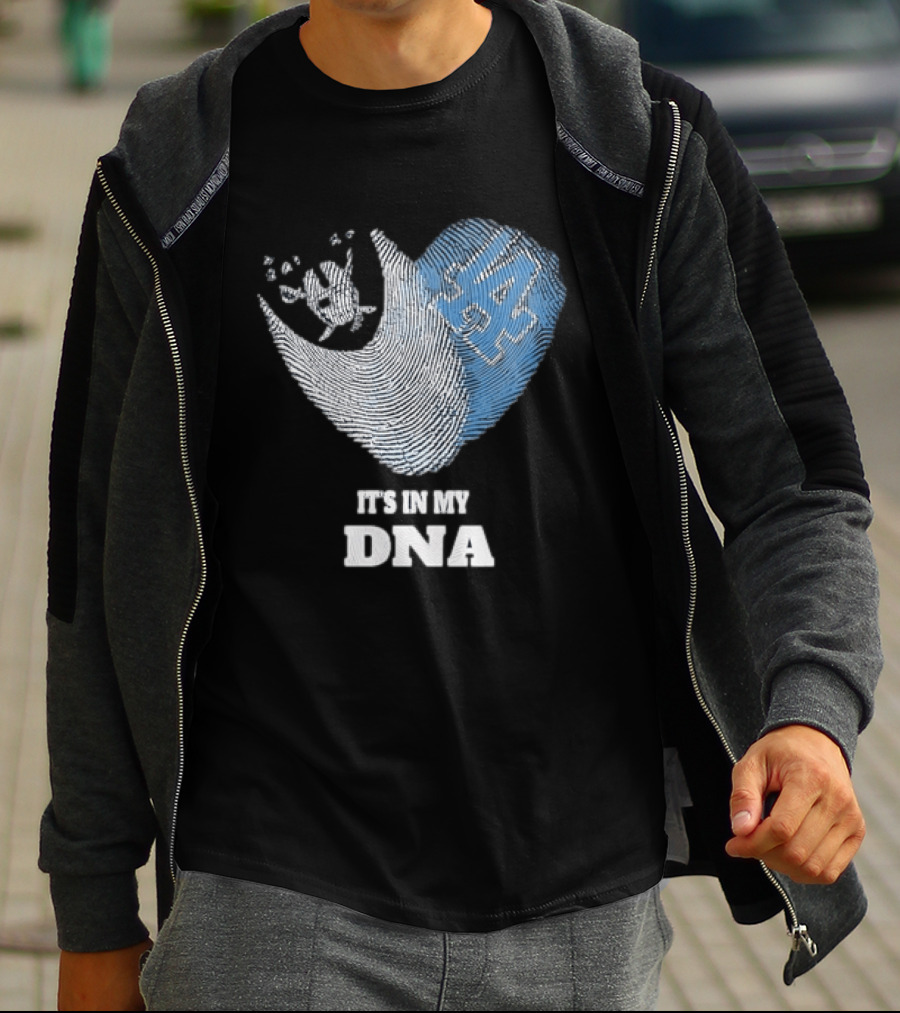 Los Angeles Raiders Dodgers Fingerprint Heart It's In My DNA T-Shirt