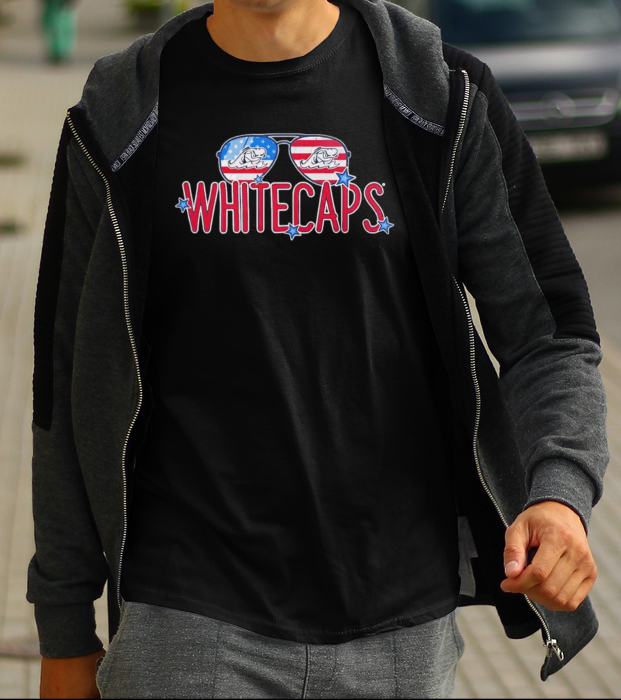 West Michigan Whitecaps American Flag Sunglasses Stars T-Shirt