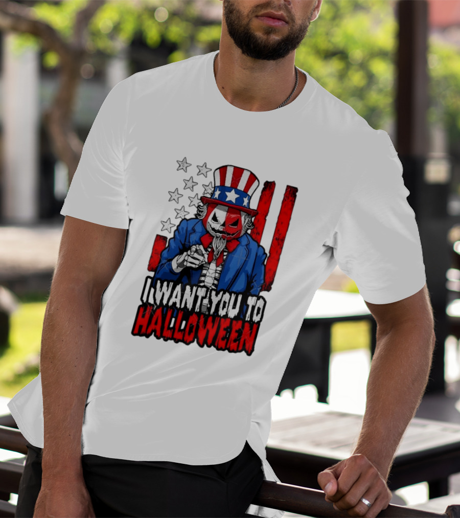USA Patriotic Zombie Uncle Sam Pumpkin I Want You To Halloween T-Shirt