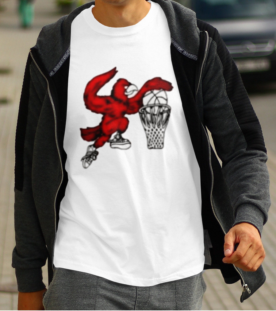 Red Cardinal Bird Dunking Basketball T-Shirt