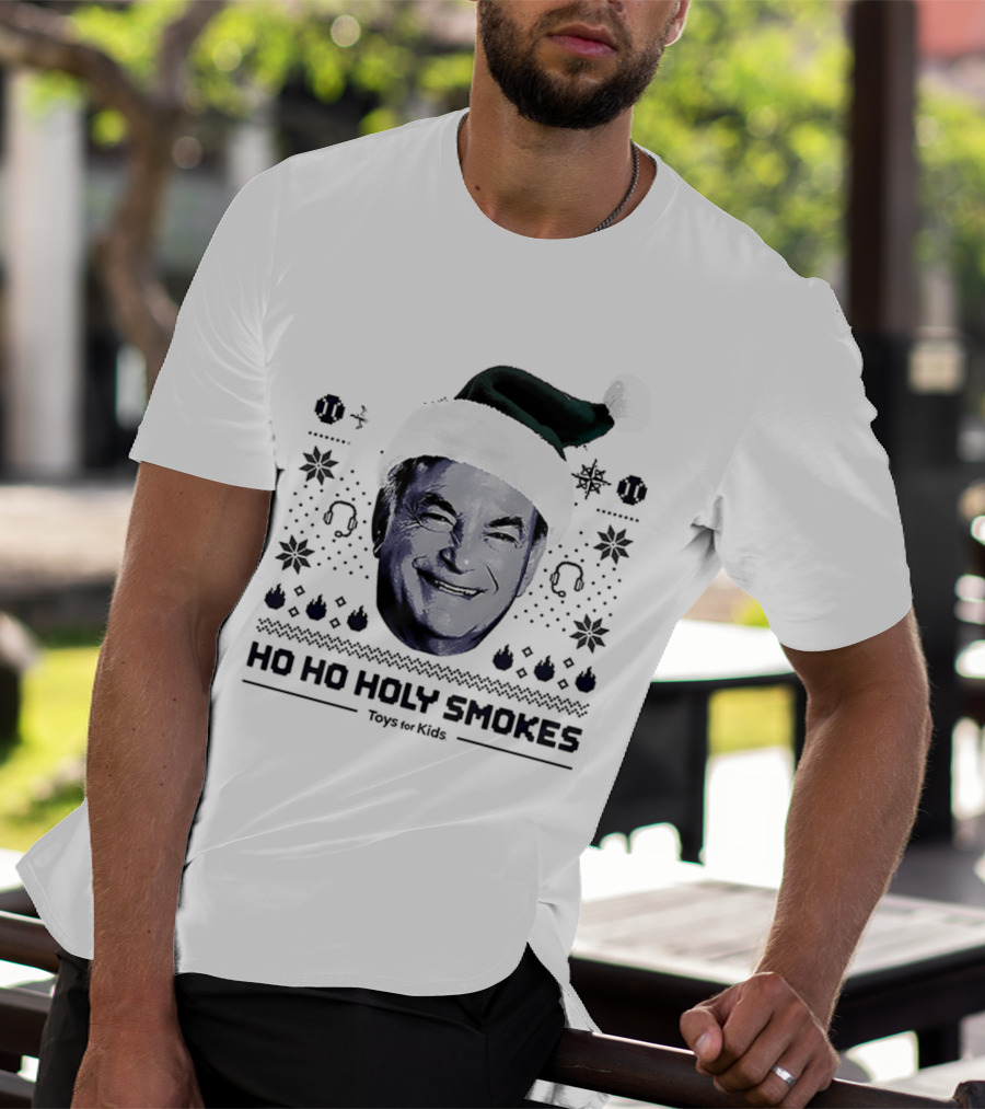 Rick Rizzs Ho Ho Holy Smokes Santa Hat Mariners Rizzsmas In July T-Shirt
