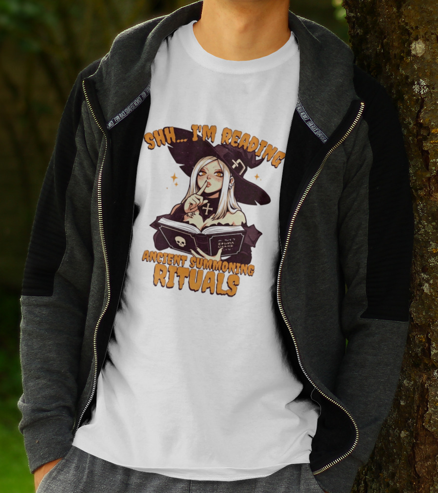 Shh I'm Reading Ancient Summoning Rituals Witch Gothic Spellcaster T-Shirt