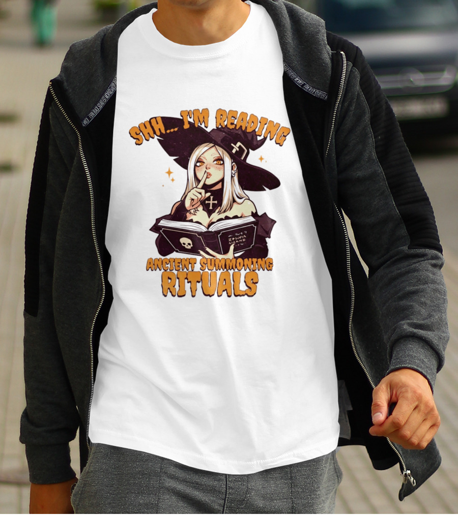 Shh I'm Reading Ancient Summoning Rituals Witch Gothic Spellcaster T-Shirt