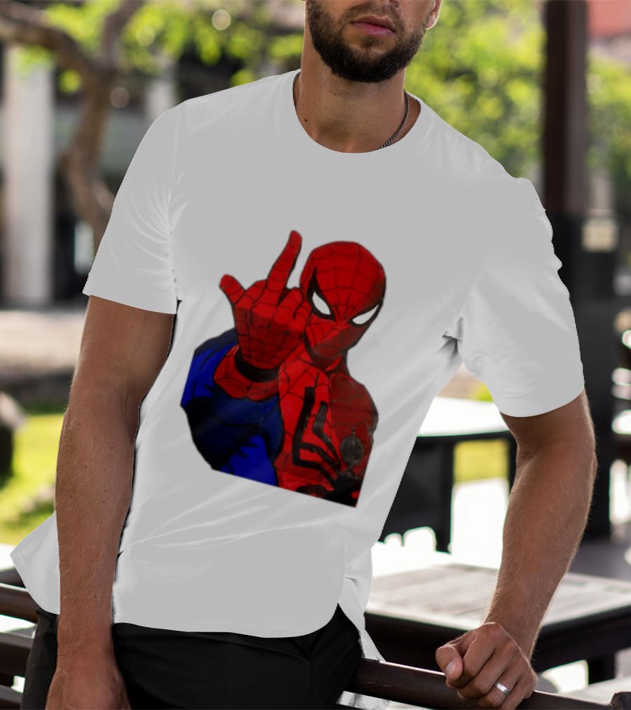 Spider Man Middle Finger Gesture Iconic Superhero Attitude T-Shirt