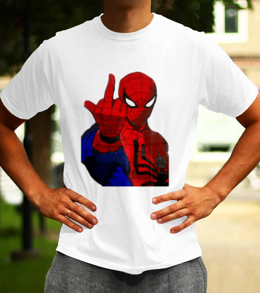 Spider Man Middle Finger Gesture Iconic Superhero Attitude T-Shirt