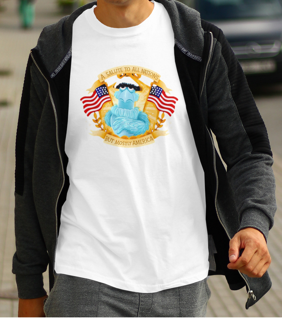 Sam The Eagle 2026 A Salute To All Nations But Mostly America American Flag The Muppets T-Shirt