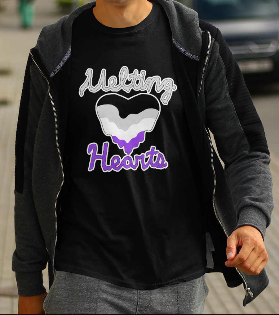 Melting Hearts Asexual Flag Colors Pride T-Shirt
