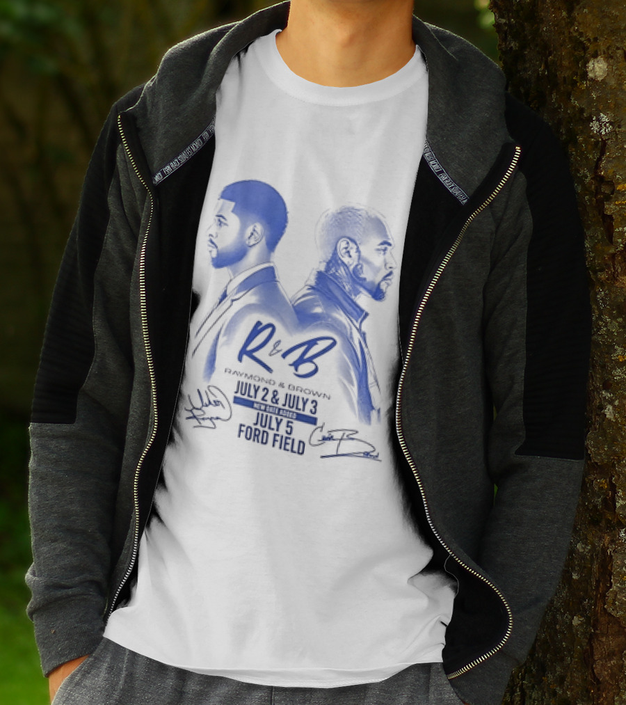 R&B Tour Chris Brown Usher Raymond Detroit Lions Ford Field T-Shirt