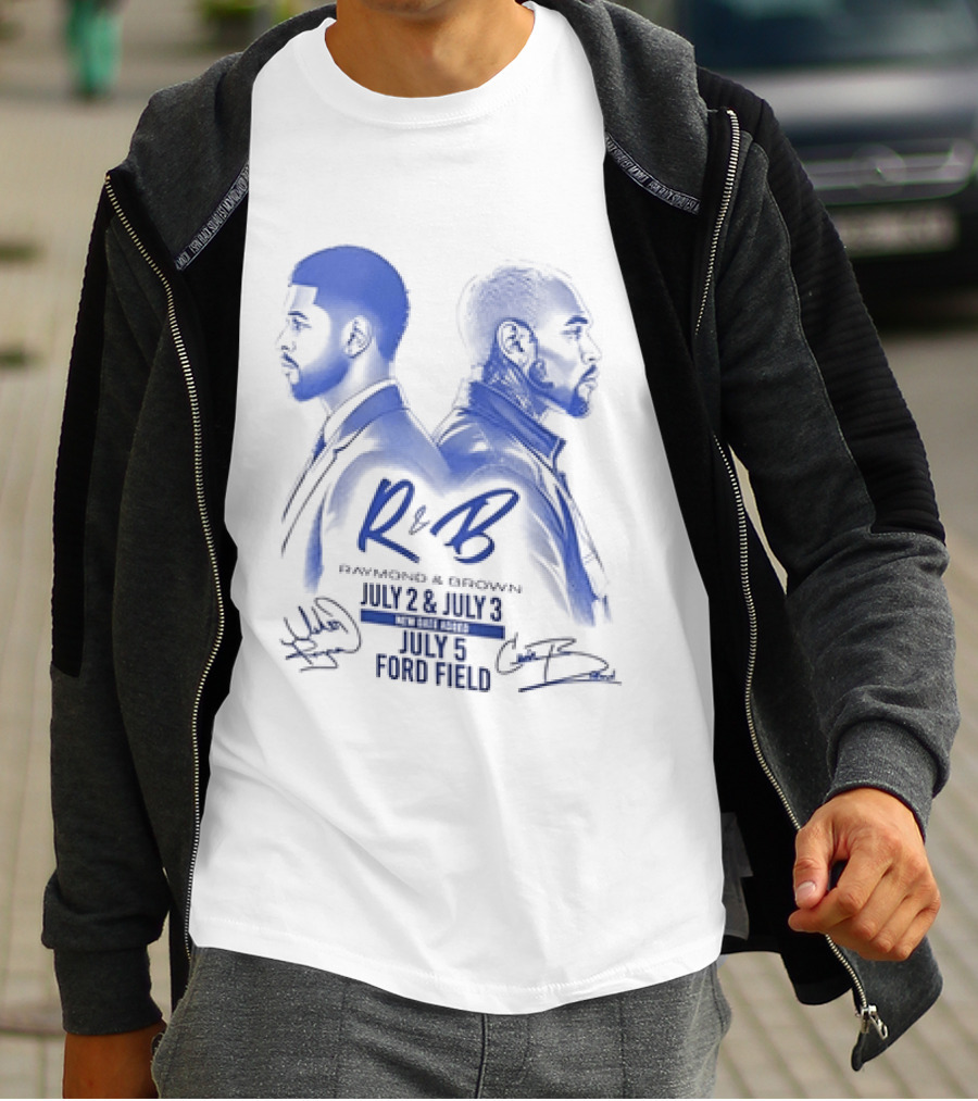 R&B Tour Chris Brown Usher Raymond Detroit Lions Ford Field T-Shirt