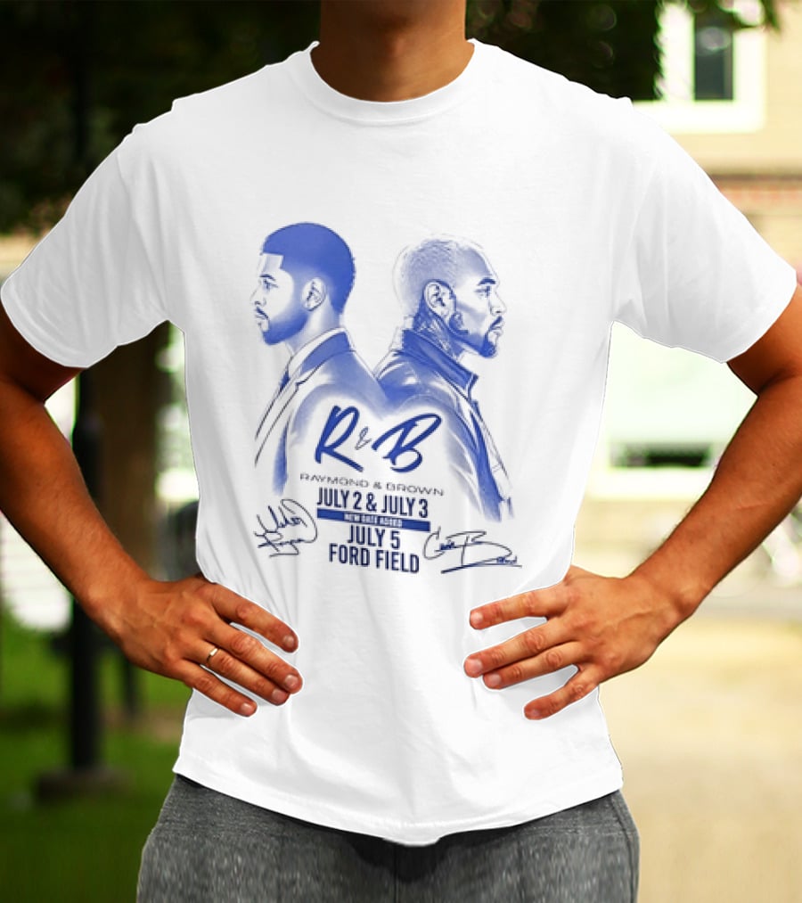 R&B Tour Chris Brown Usher Raymond Detroit Lions Ford Field T-Shirt