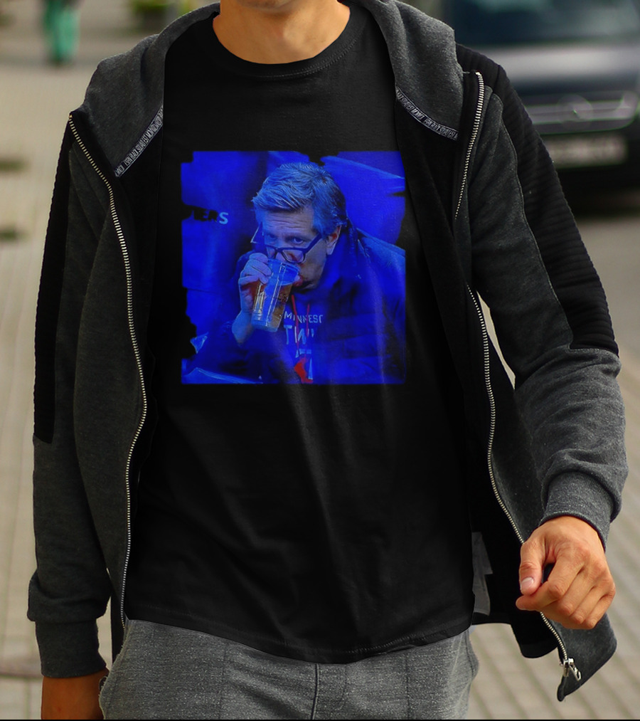 Minnesota Timberwolves Chris Finch NBA Basketball Drinking Beer Image T-Shirt