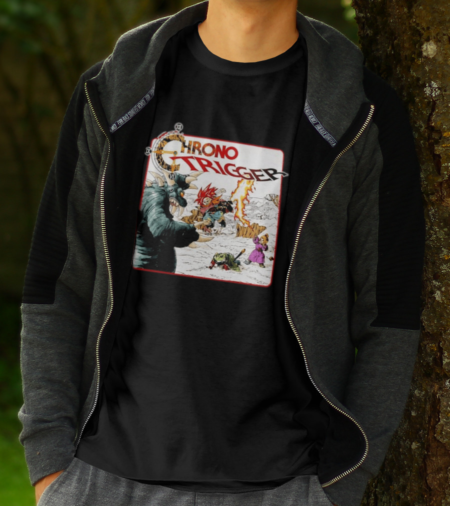 Chrono Trigger Iconic Gaming Adventure Characters And Battle Scene T-Shirt