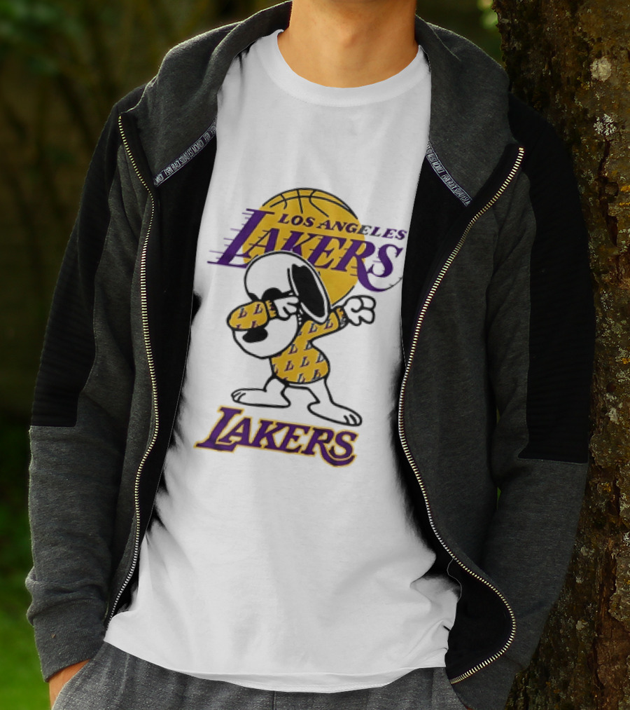 Dabbing Snoopy Los Angeles Lakers Basketball Mashup T-Shirt